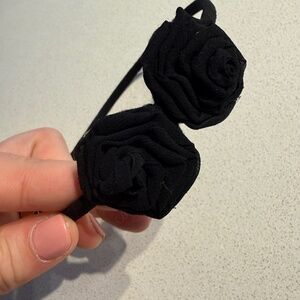 Black Flower Headband Fabric 2 Flower Hair Accessory